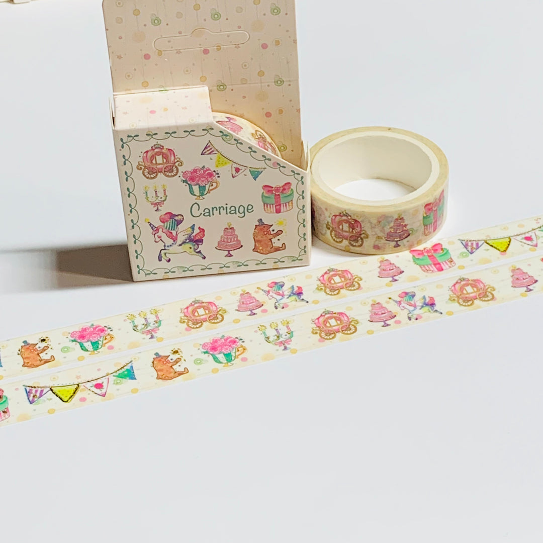 PRINCESS PARTY CARRIAGE Gold Foil Washi Tape ~ 1 Roll ~ 15mm x 5m (16 Feet)