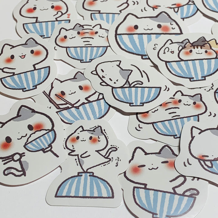 DIM SUM DUMPLING CATS Peelable Stickers ~ 45 Pieces ~ 40mm Each