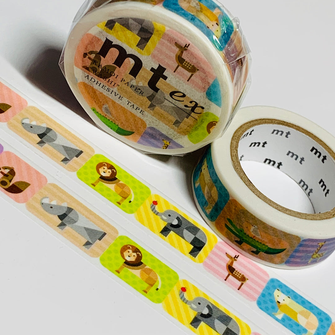 GEOMETRIC ANIMAL BLOCKS Mt Washi Tape ~ 1 Roll ~ 15mm x 7m (23 Feet)