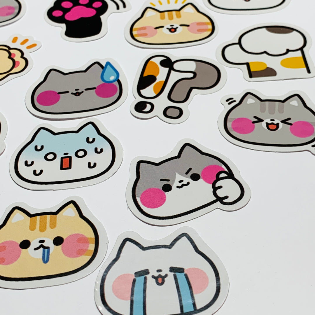 EMOTIONAL OUTSPOKEN KITTY CATS Peelable Stickers ~ 45 Pieces ~ Approximately 40mm