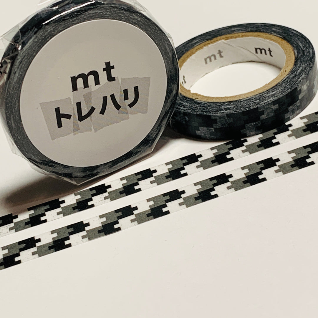 BLACK & WHITE ZIPPER TRACING PAPER Mt Washi Tape ~ 1 Roll ~ 7mm x 7m (23 Feet)