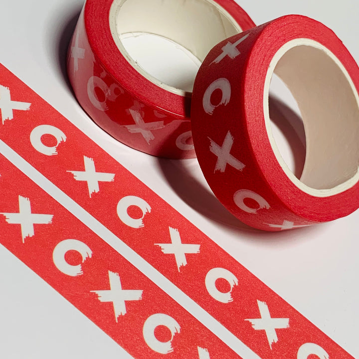 DISTRESSED X'S & O'S VALENTINE Washi Tape ~ 1 Roll ~ 15mm x 10m (33 Feet)