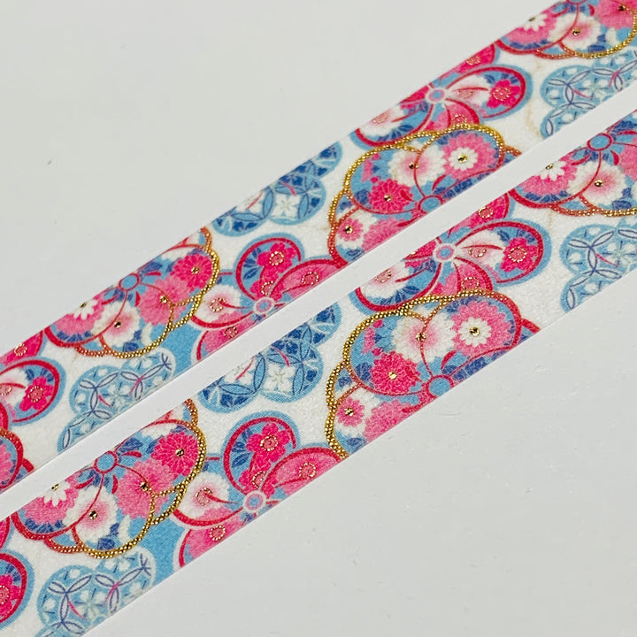 KIMONO TWISTED PLUM Gold Foil Saien Washi Tape ~ 1 Roll ~ 15mm x 7m (23 Feet)