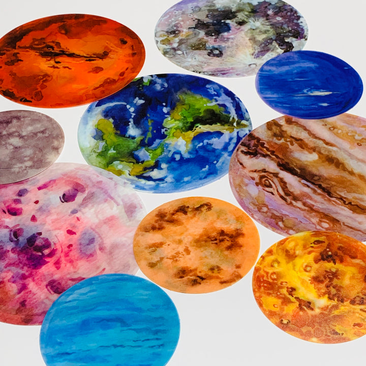 EARTHLY SURFACE VIEWS ROMANTIC Planet Transparent Stickers Pack ~ 20 Pieces ~ 50mm to 80mm