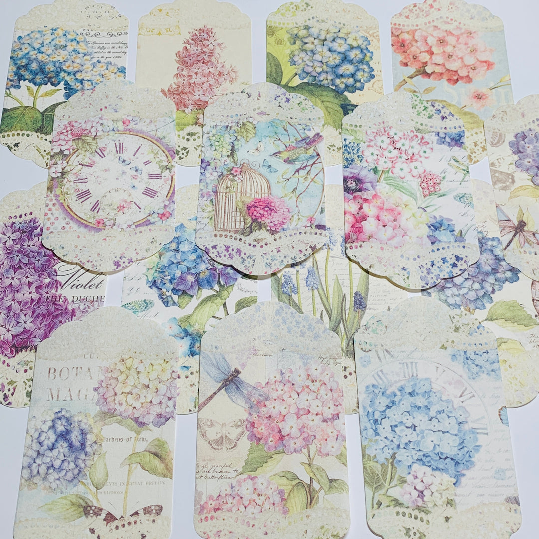 HYDRANGEAS HYACINTHS & LILACS Paper Lace Ephemera Pack ~ 45 Sheets ~ Size 2.5 x 4.25 Inches