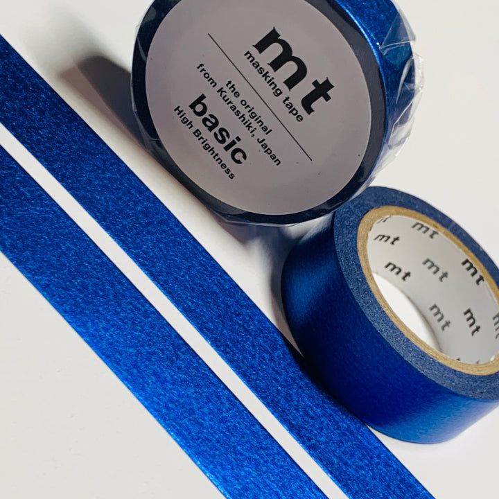 ROYAL BLUE METALLIC FOIL Solid MT Washi Tape - 1 Roll - 15mm x 7m (23 Feet)