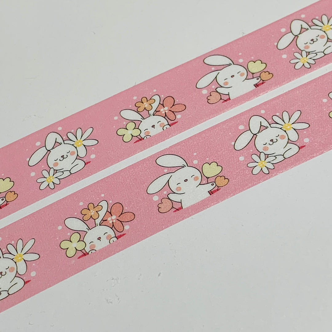 SPRING DAISIES EASTER BUNNY Washi Tape - 1 Roll - 15mm x 10m (33 Feet)