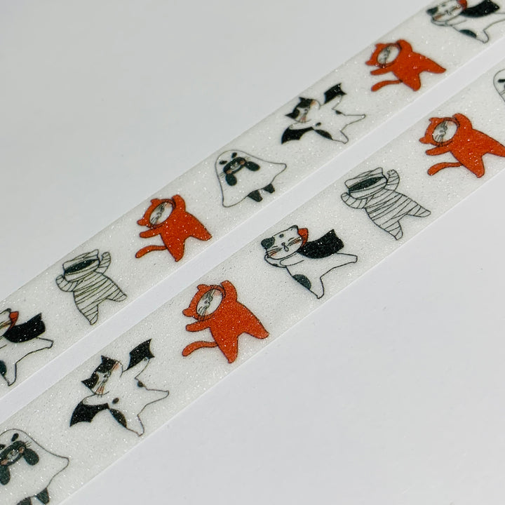 ADORABLE KITTENS PLAYING DRESS-UP Shimmer Washi Tape ~ 1 Roll ~ 15mm x 5m (16 Feet)