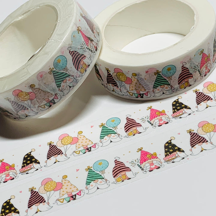 HAPPY BIRTHDAY GNOMES Washi Tape ~ 1 Roll ~ 15mm x 10m (33 Feet)