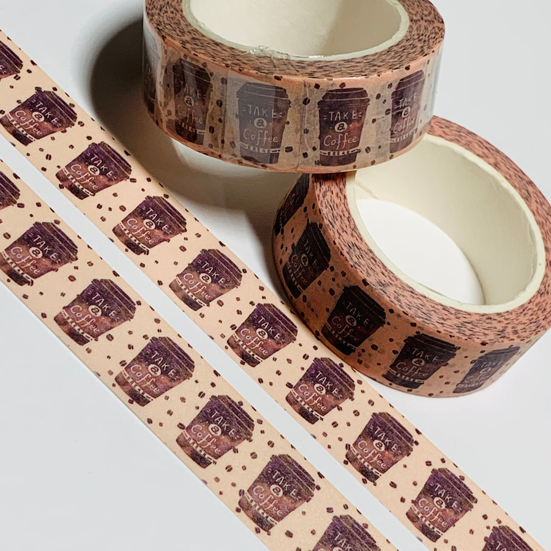 TAKE A COFFEE BREAK TO GO Washi Tape ~ 1 Roll ~ 15mm x 10m (33 Feet)