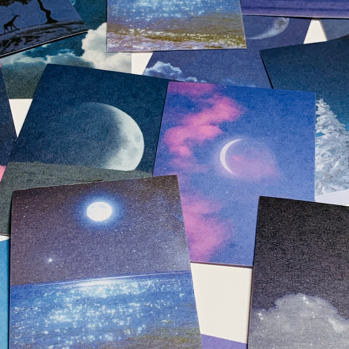 BLUE MOON MILKY NIGHT SKY Designed Sticker Sheets Booklet ~ 50 Sheet ~ 1.5 x 2.35 Inches