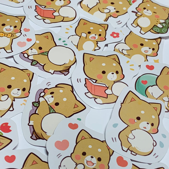 SHIBA INU LOVES YOU Puppy Dog Peelable Stickers ~ 45 Pieces ~ 40mm Each