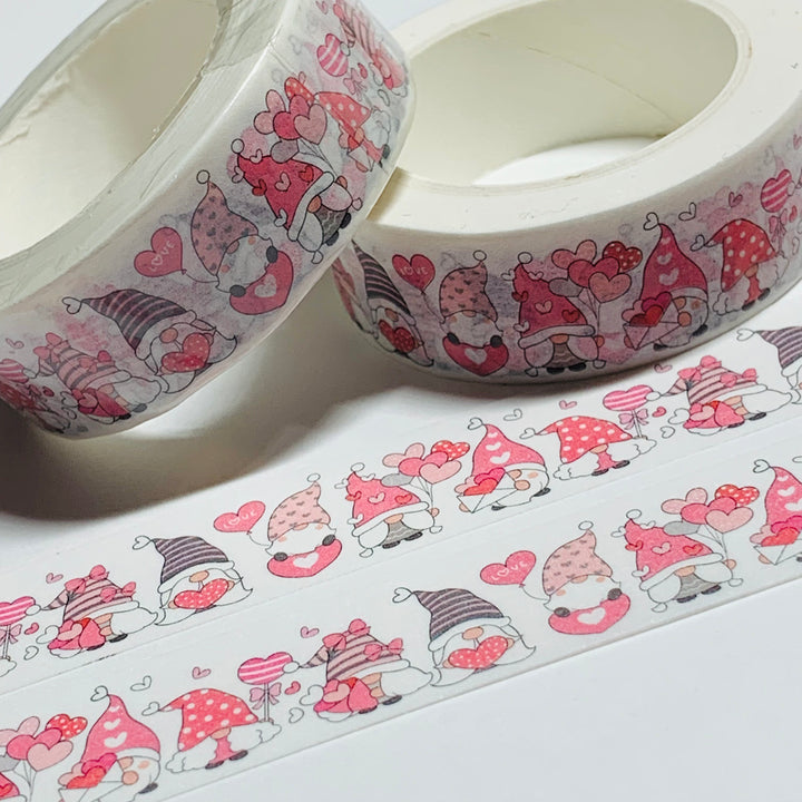 PINK LOVE LETTERS GNOMES Washi Tape ~ 1 Roll ~ 15mm x 10m (33 Feet)