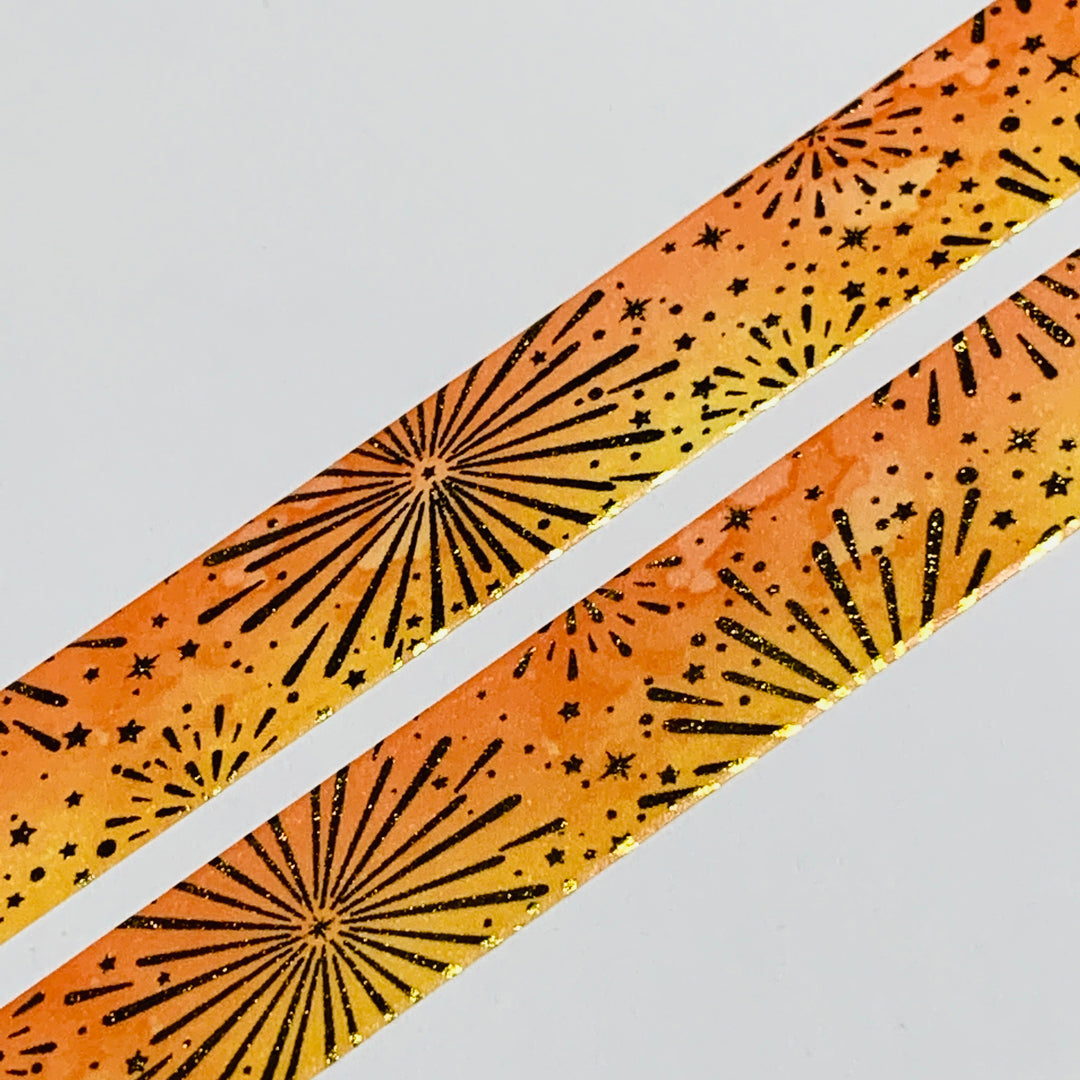 SPARKLING GOLD SUN RAYS Foil Washi Tape ~ 1 Roll ~ 15mm x 10m (33 Feet)