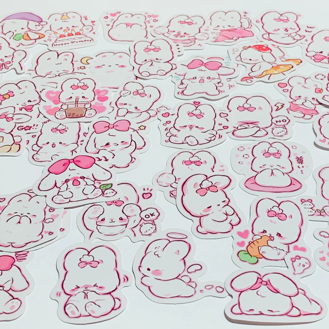 BUNNY RABBIT EMOTIONAL LIFE Stickers ~ 45 Pieces ~ Approximately 40mm Each