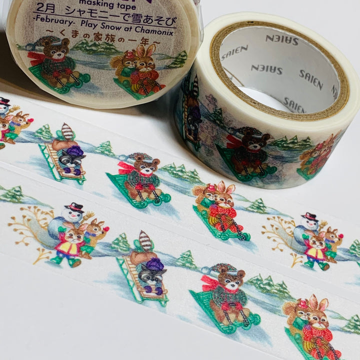 PLAY SNOW At CHAMONIX FEBRUARY Saien Masking Washi Tape ~ 1 Roll ~ 20mm x 7m (23 Feet)