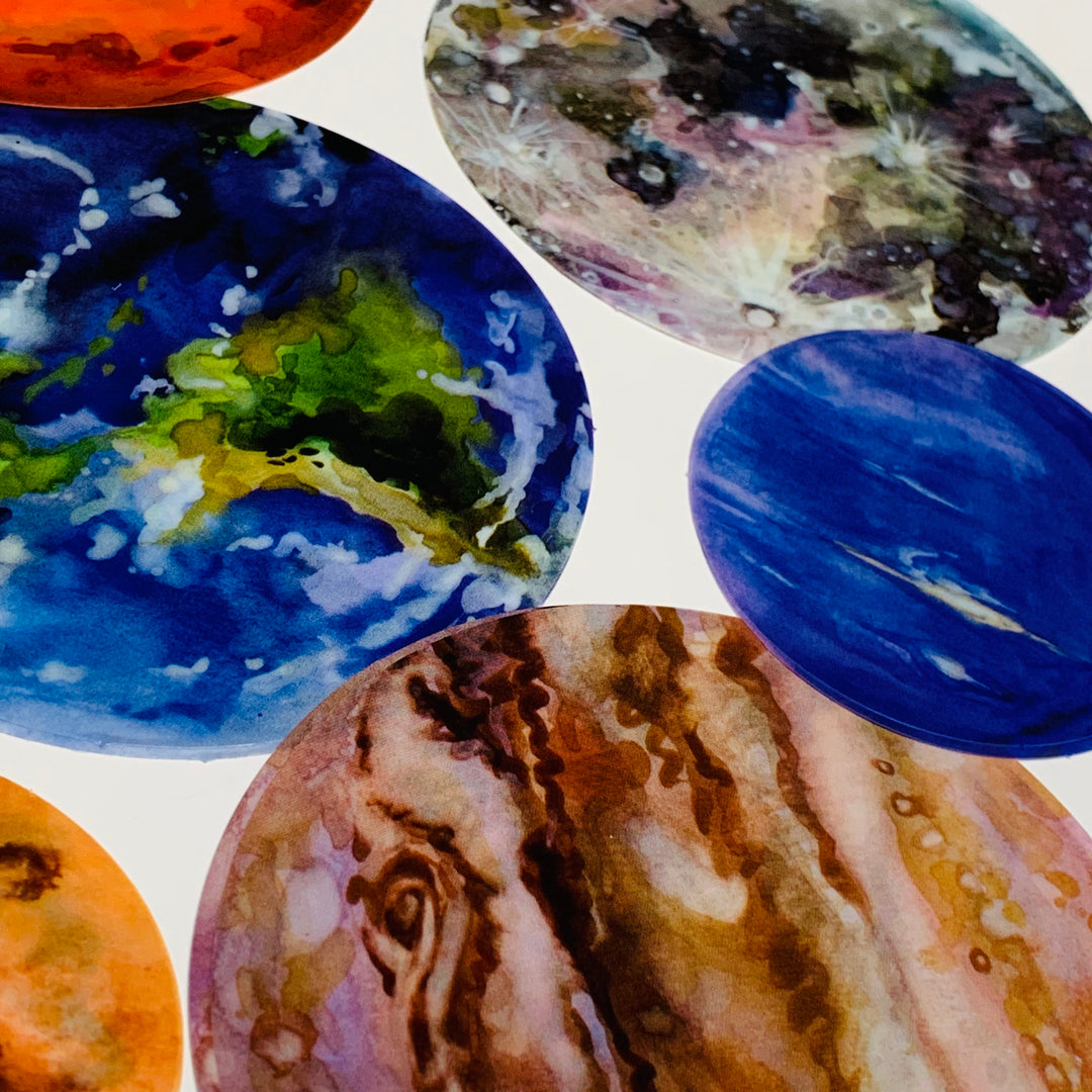 EARTHLY SURFACE VIEWS ROMANTIC Planet Transparent Stickers Pack ~ 20 Pieces ~ 50mm to 80mm