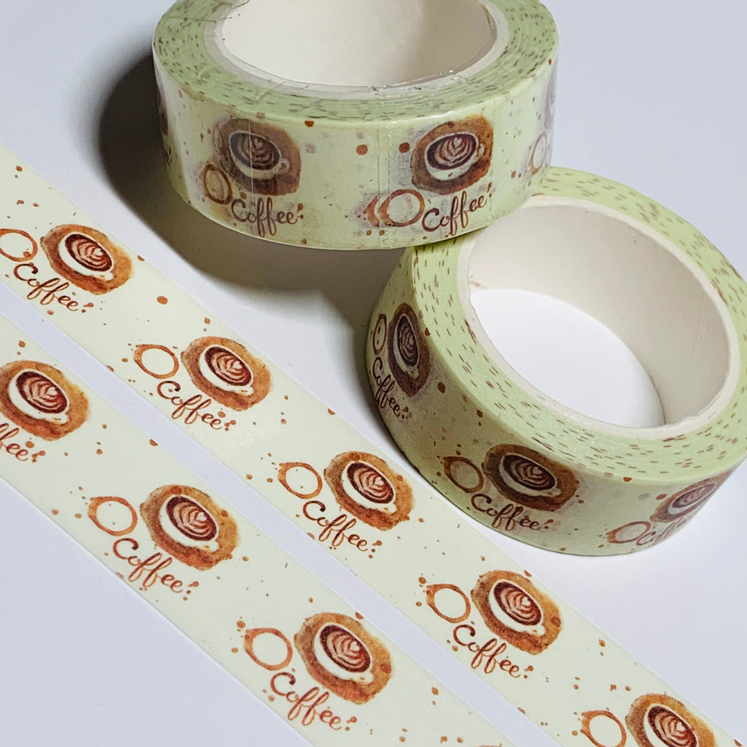 COFFEE STAINED AMERICANO CAFE Washi Tape ~ 1 Roll ~ 15mm x 10m (33 Feet)