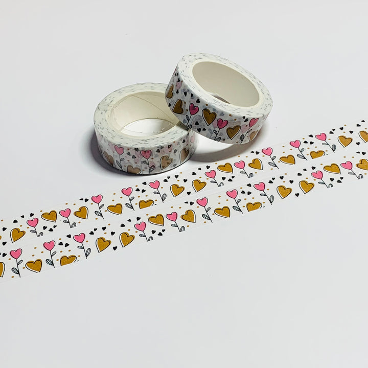 FLOWER HEART GARDEN VALENTINE Washi Tape ~ 1 Roll ~ 15mm x 10m (33 Feet)