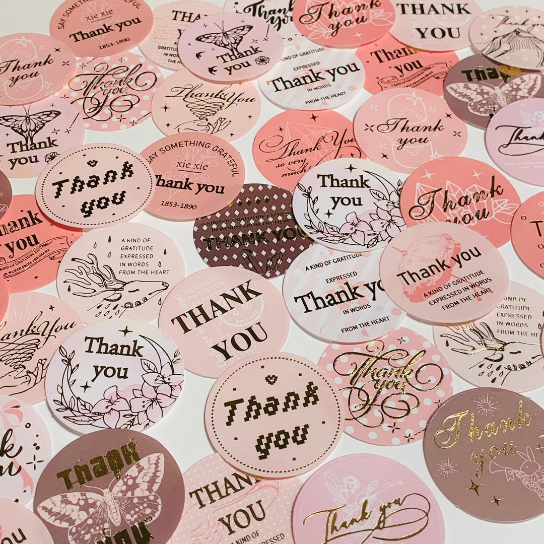 SWEET FORMULA QUOTES Thank You Peelable Stickers  ~ 46 Pieces ~ Each Sticker is Approximately 35mm