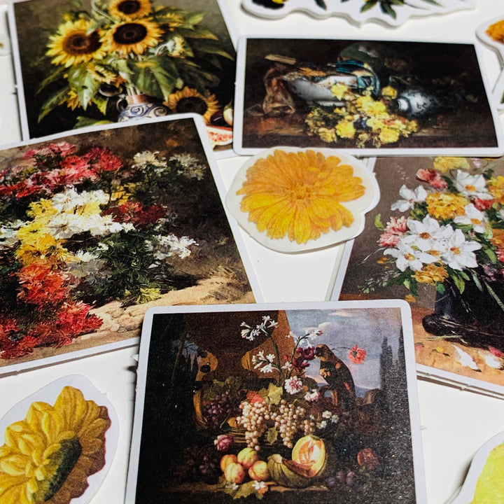 YELLOW SUNFLOWERS IMPERIAL Garden Floral Sticker Flakes Stickers ~ 40 Stickers ~ 1 to 3 Inches Each