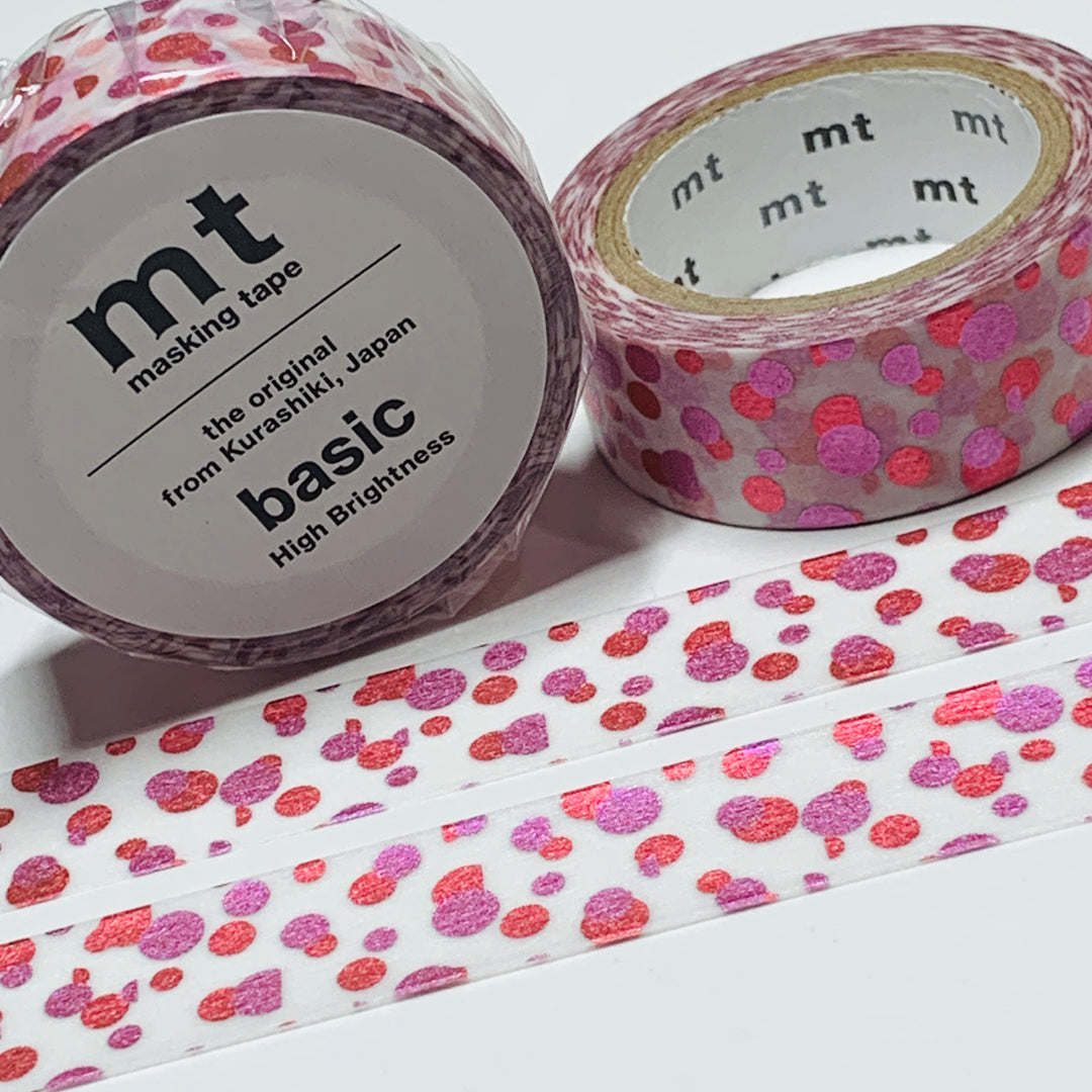 SCATTERED DOT METALLIC PINK FOIL MT Washi Tape - 1 Roll - 15mm x 7m (23 Feet)