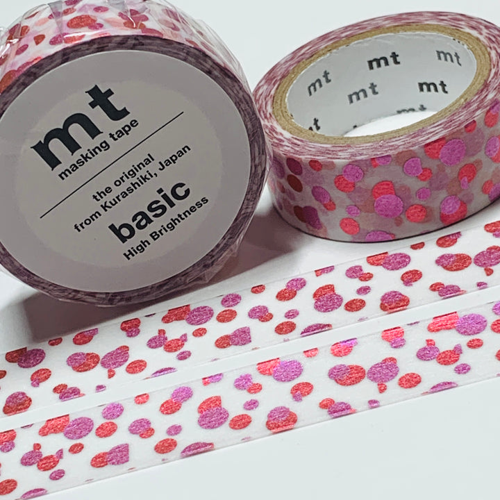 SCATTERED DOT METALLIC PINK FOIL MT Washi Tape - 1 Roll - 15mm x 7m (23 Feet)