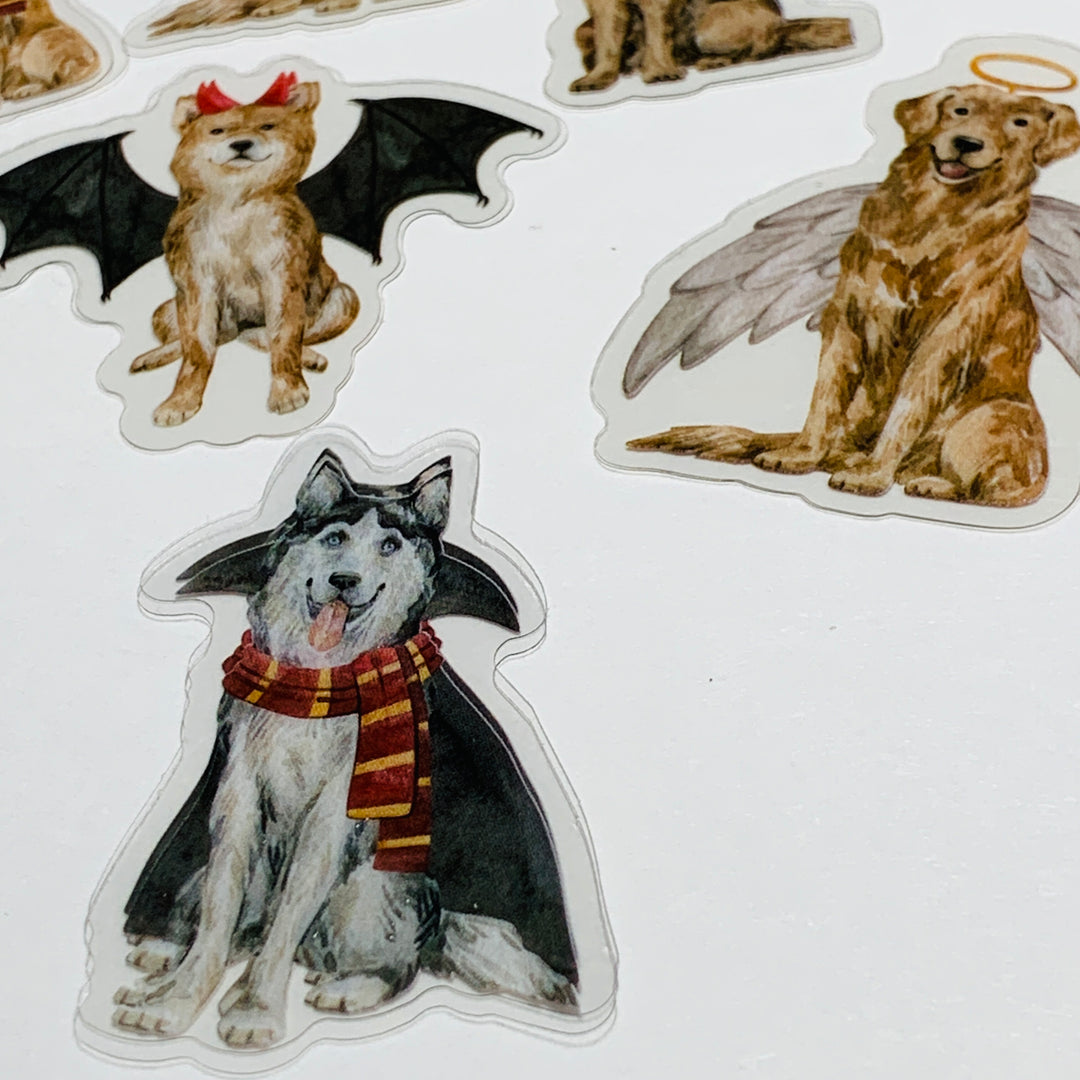 DOGGIE DRESS UP In HALLOWEEN COSTUMES Sticker Flakes Stickers ~ 30 Pieces ~ Approximately 50mm Each