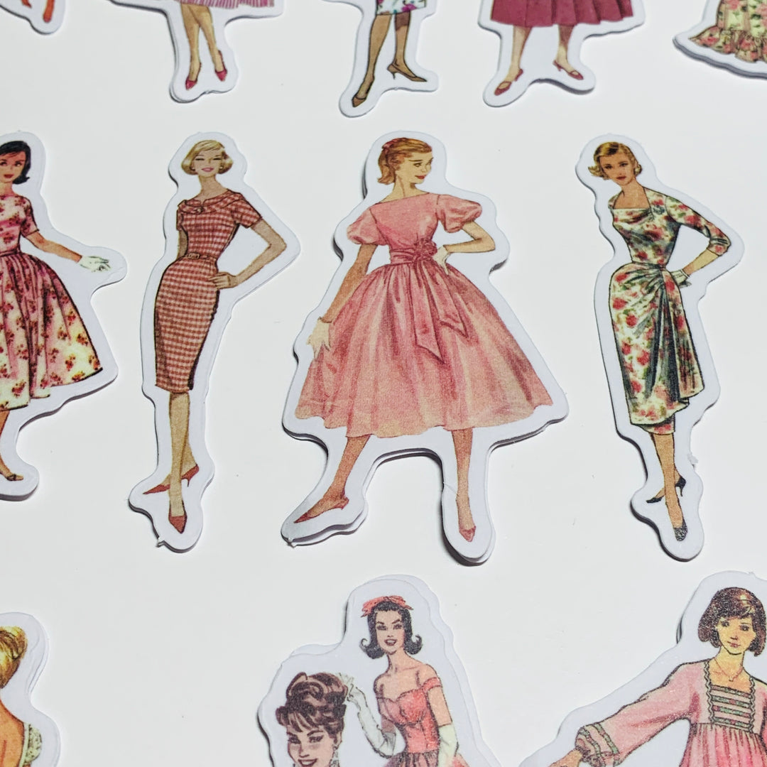 PINK PAJAMAS VINTAGE DRESS Girls Peelable Stickers  ~ 40 Pieces ~ Each Sticker is 60mm x 80mm
