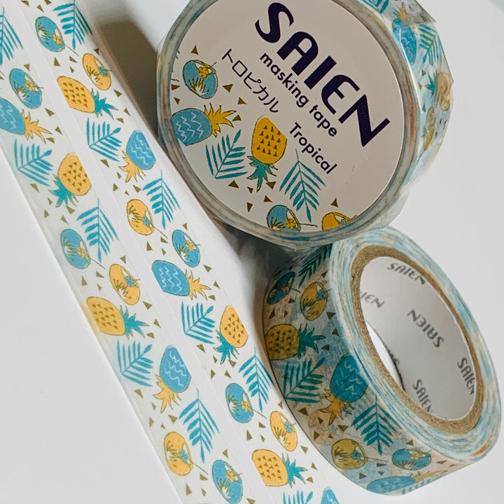 PINEAPPLE TROPICAL COCKTAILS Saien Masking Washi Tape ~ 1 Roll ~ 15mm x 10m (33 Feet)