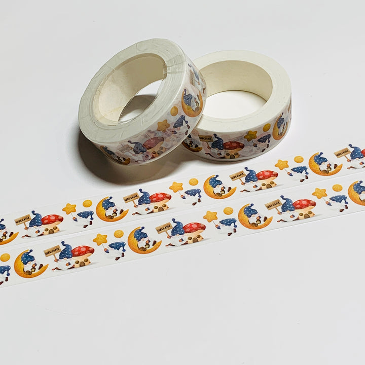 OVER The MOON GOODNIGHT GNOMES Washi Tape ~ 1 Roll ~ 15mm x 10m (33 Feet)