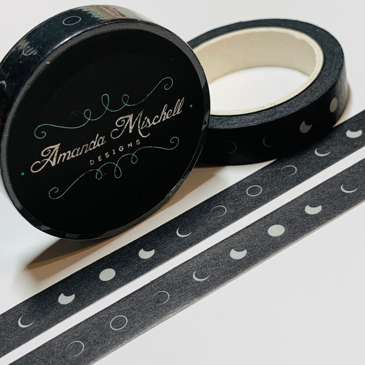 MIDNIGHT MADNESS MOON Phases Planetary Custom Washi Tape ~ 1 Roll ~ 10mm x 10m (33 Feet)