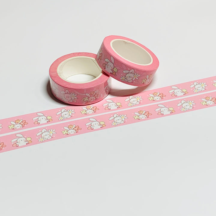 SPRING DAISIES EASTER BUNNY Washi Tape - 1 Roll - 15mm x 10m (33 Feet)