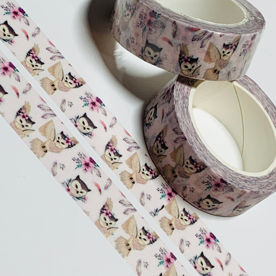 BOHO CHIC OWLS Winter Glam Washi Tape ~ 1 Roll ~ 15mm x 10m (33 Feet)