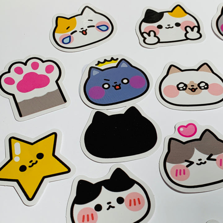 EMOTIONAL OUTSPOKEN KITTY CATS Peelable Stickers ~ 45 Pieces ~ Approximately 40mm