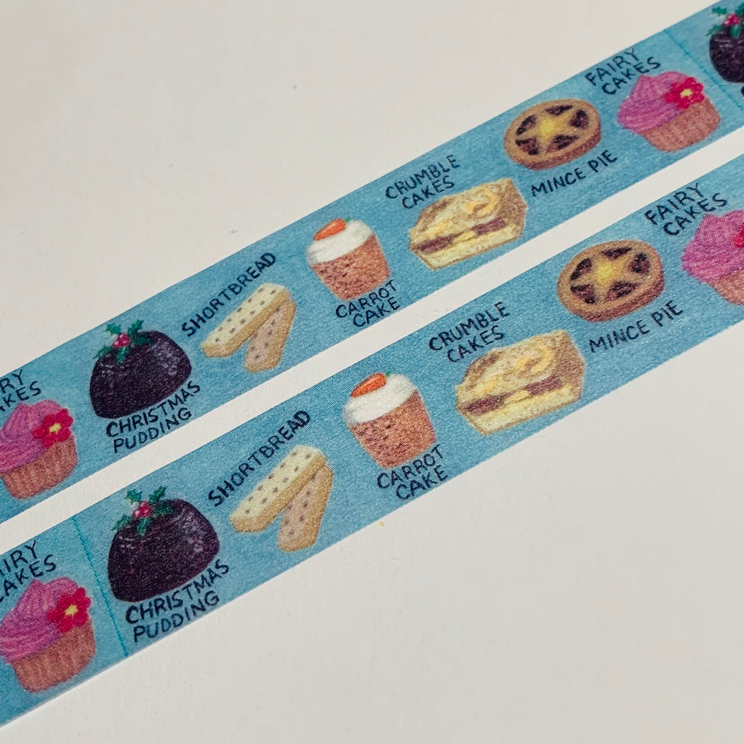 BRITISH CAKES & PASTRIES FOOD Saien Masking Washi Tape - 1 Roll - 15mm x 10m (33 Feet)