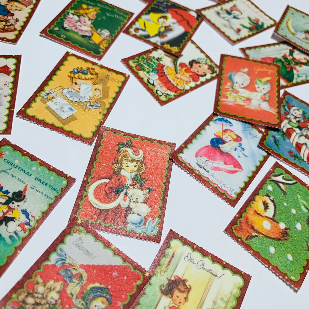 SNOWMAN & FRIENDS ANTICS Christmas Ticket Sticker Sheets ~ 1 Stack ~ 150 Stickers in 30 Designs