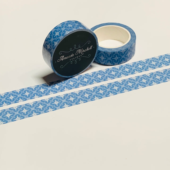 BLUE & WHITE MOROCCAN Tile Amanda Mischell Washi Tape ~ 1 Roll ~ 15mm x 10m (33 Feet)