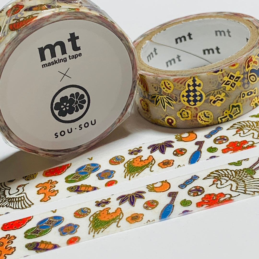 IYASAKA BUTTERFLIES & FLOWERS GOLD FOIL Stamping Sou Sou Mt Washi Tape - 1 Roll - 15mm x 3m (10 Feet)