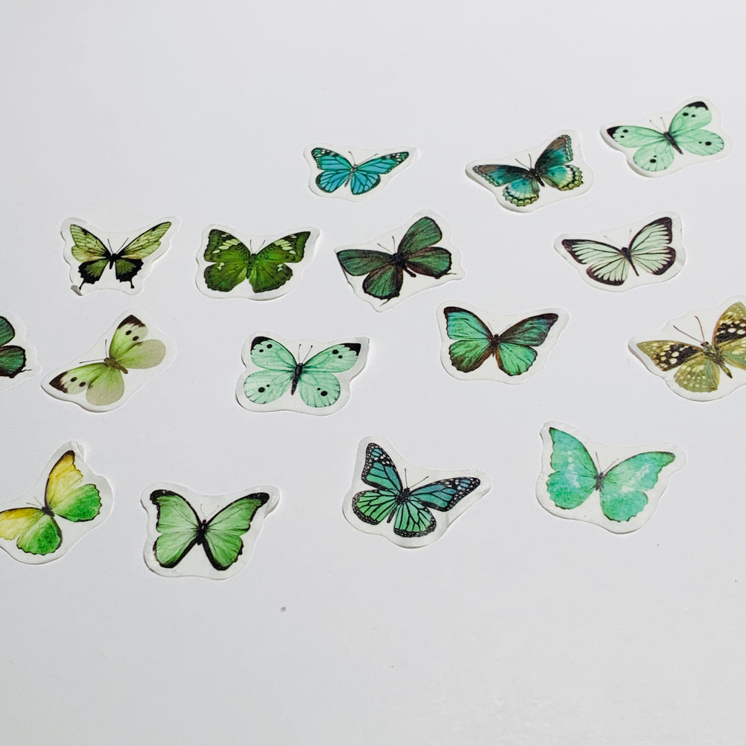 GREEN SWALLOWTAIL BUTTERFLY Labels/Stickers in Washi Tape Roll Form ~ 100 Stickers ~ 23mm Each