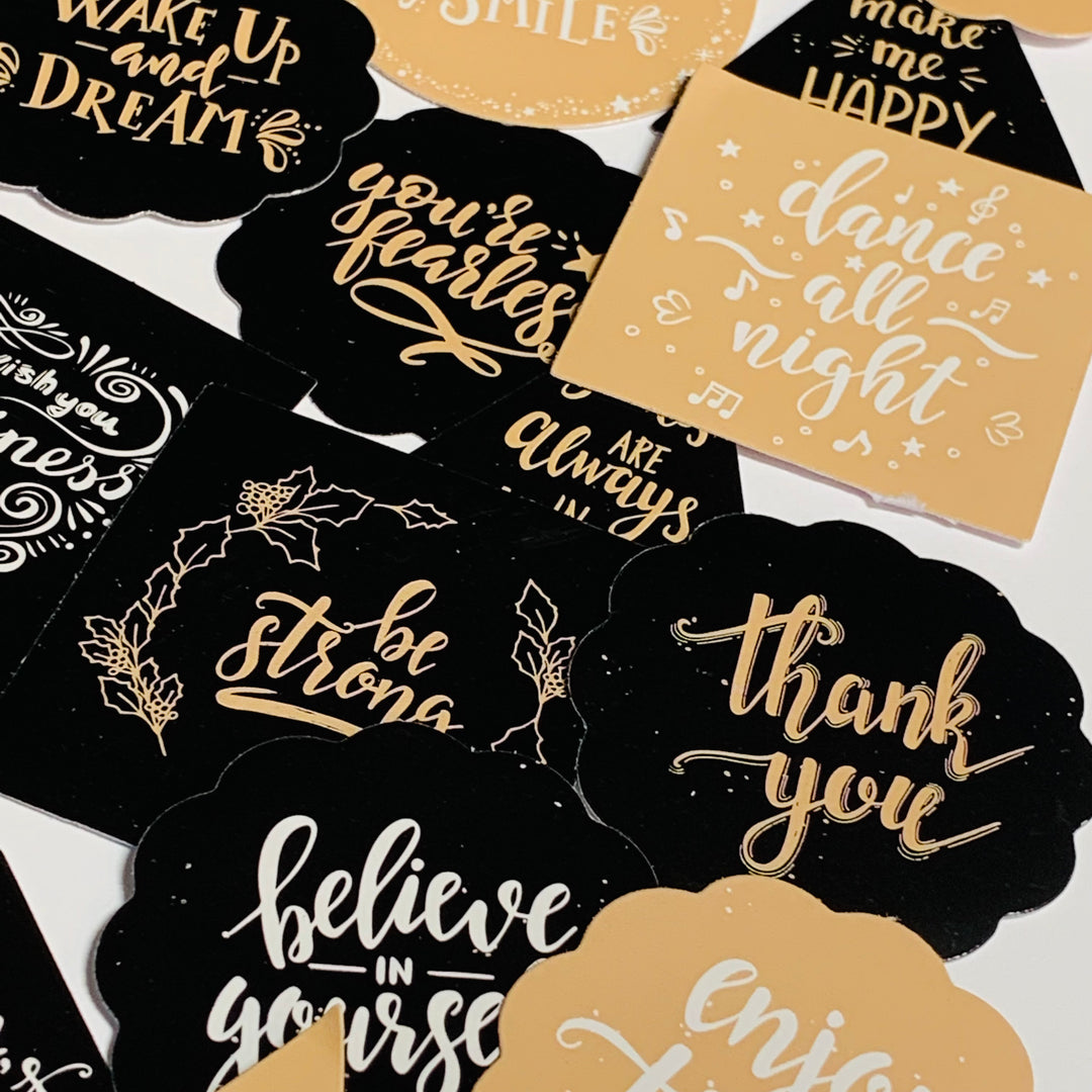 HOLIDAY And INSPIRATIONAL Quotes Peelable Stickers  ~ 45 Pieces ~ Each Sticker is Approximately 40mm