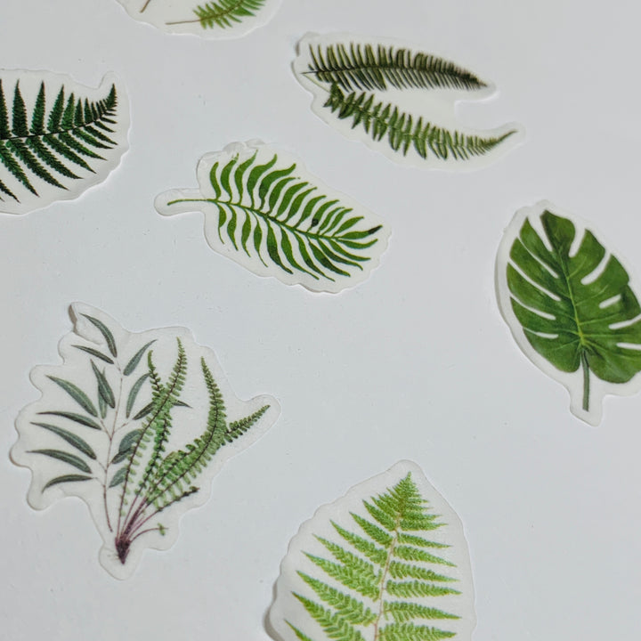 GREEN LUSH LEAVES DESIGNED Labels/Stickers in Washi Tape Roll Form ~ 100 Stickers ~ 30mm Each