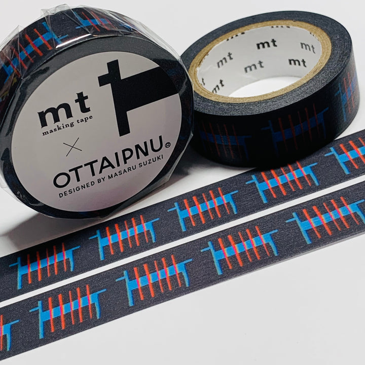 STRIPED ABSTRACT DOG OTTAIPNU Designed By Masaru Suzuki For Mt Washi Tape - 1 Roll - 15mm x 7m (23 Feet)