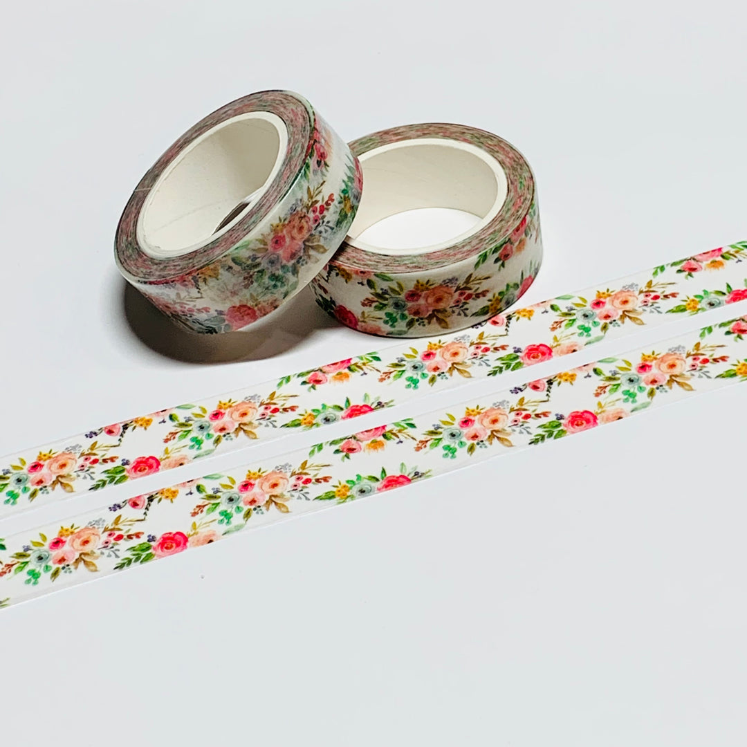 SPRING ROSES CENTERPIECE Washi Tape ~ 1 Roll ~ 15mm x 10m (33 Feet)