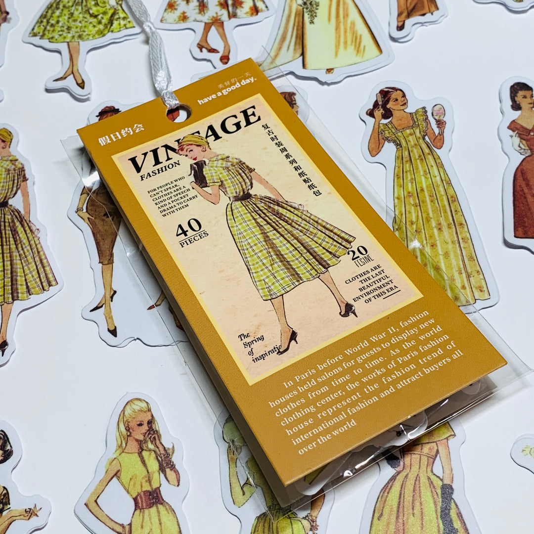 GOLDEN DAYS VINTAGE DRESS Girls Peelable Stickers  ~ 40 Pieces ~ Each Sticker is 60mm x 80mm