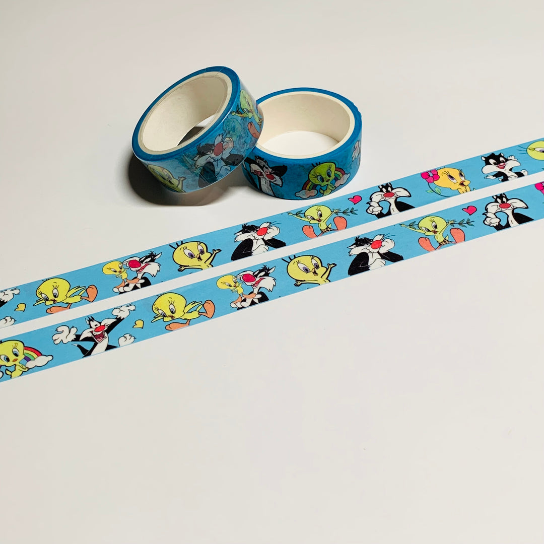 CRAZY CAT & BIRD COMPETITION CARTOON Washi Tape ~ 1 Roll ~ 15mm x 5m (16 Feet)