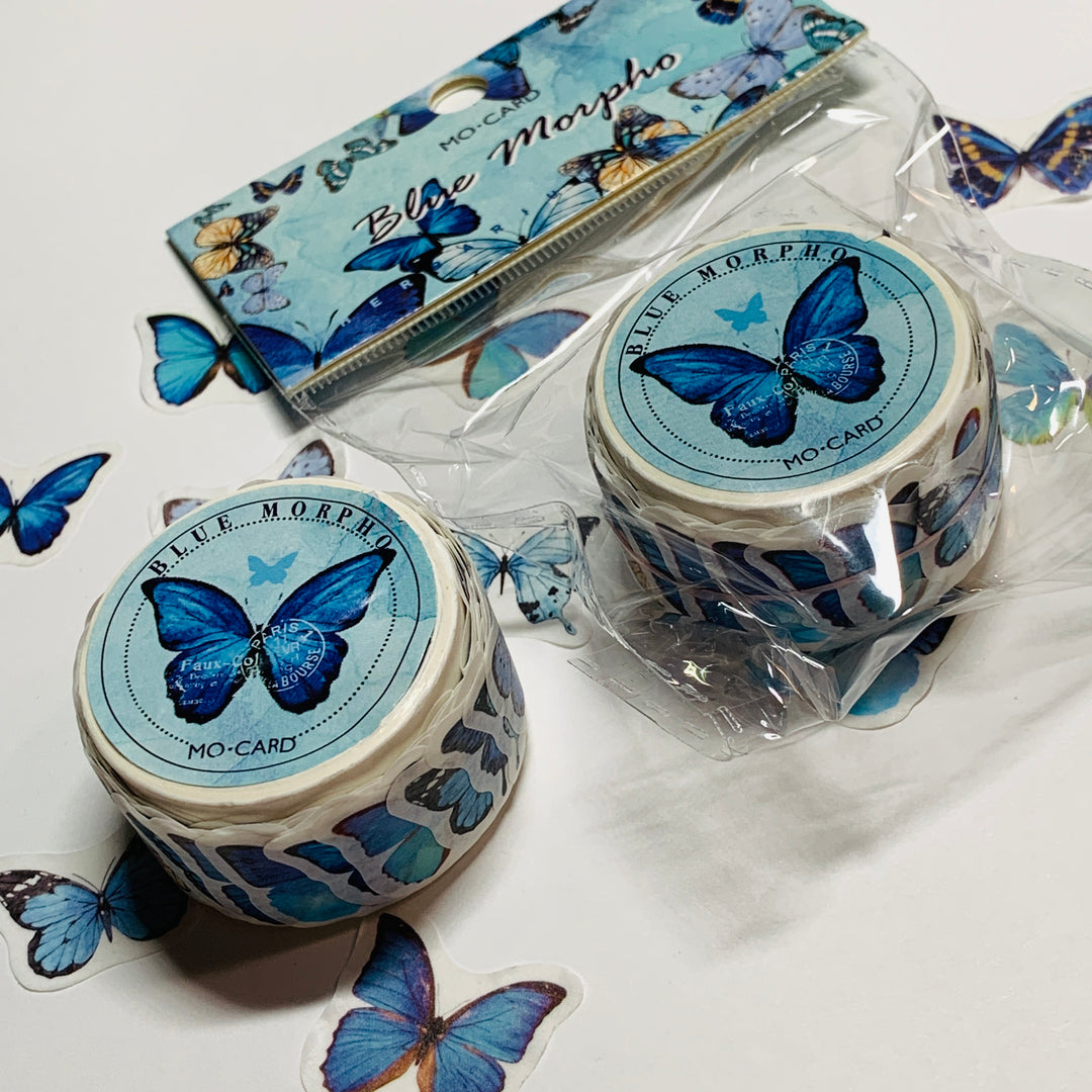 BLUE SWALLOWTAIL BUTTERFLY Labels/Stickers in Washi Tape Roll Form ~ 100 Stickers ~ 23mm Each