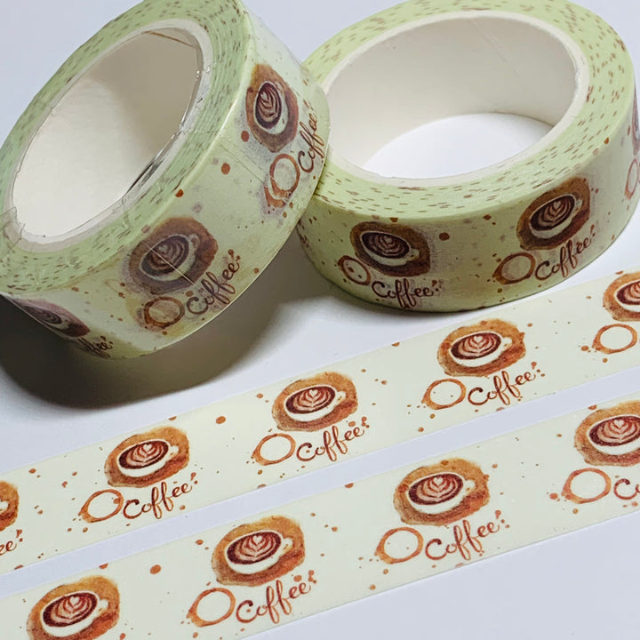 COFFEE STAINED AMERICANO CAFE Washi Tape ~ 1 Roll ~ 15mm x 10m (33 Feet)