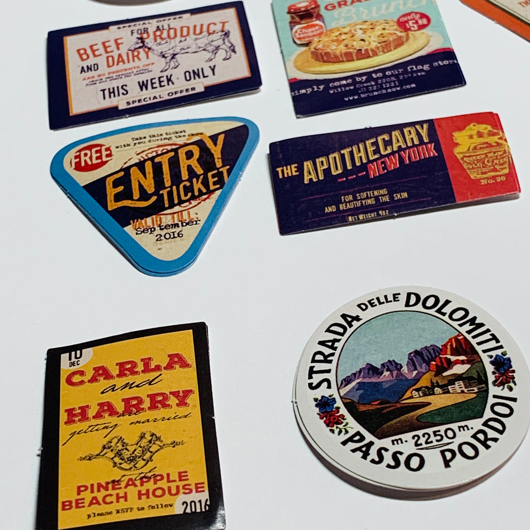 DAIRY WORLD VINTAGE ADVERTISEMENTS Peelable Stickers  ~ 46 Pieces ~ Approximately 38mm