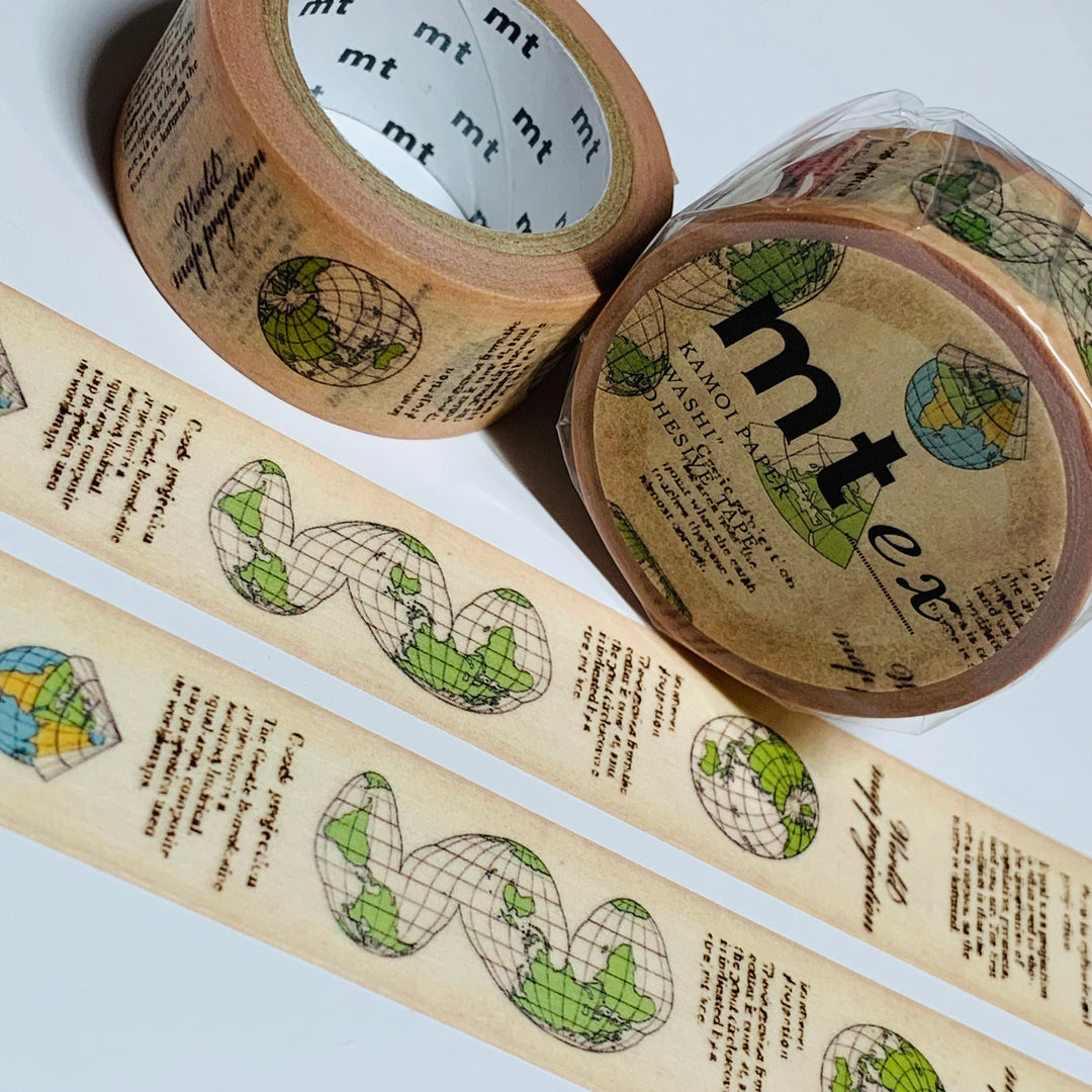 WORLD MAP PROJECTION Mt Washi Tape ~ 1 Roll ~ 20mm x 7m (23 Feet)